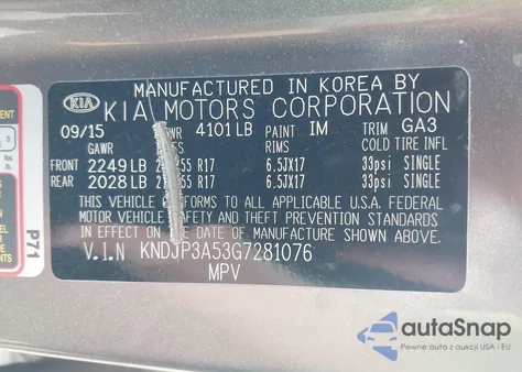 2016 Kia Soul + z USA, uszkodzony, nr VIN KNDJP3A53G7281076